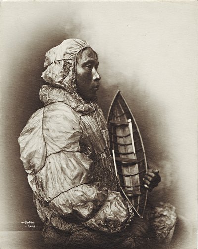 Man with model umiak, Alaska, c.1906 by Beverly Bennett Dobbs